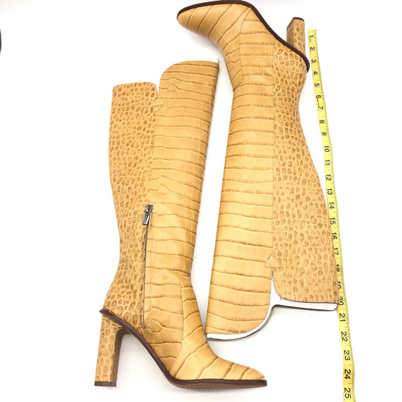 Vince Camuto Womens Palley Over Knee Boots Beige Crocodile Print Leather 7 M New - Picture 9 of 12